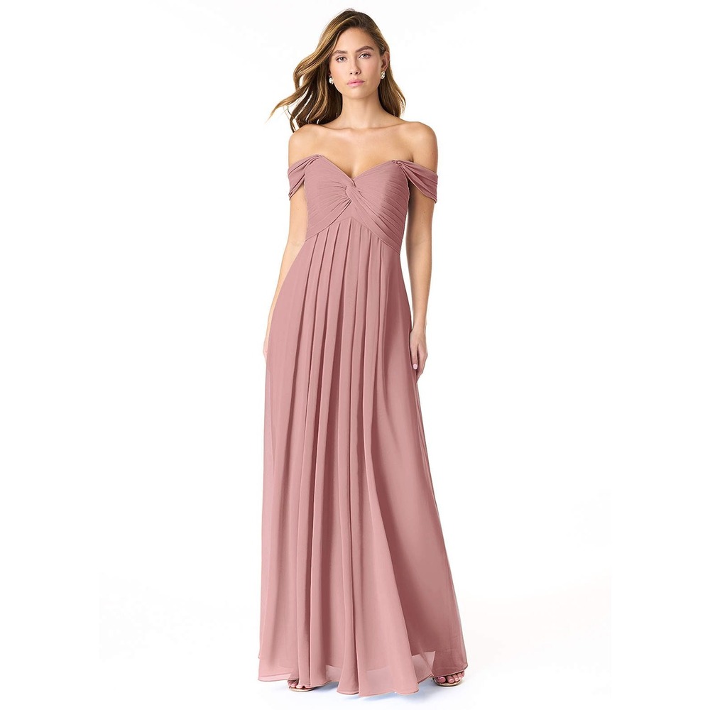 Azazie Kaleigh Maxi Dress Women A4 Dusty Rose Chiffon Convertible Gown